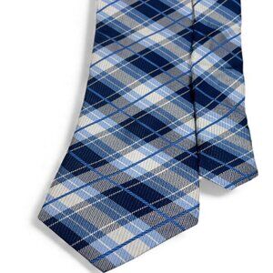 Nautica silk Tie Blue White Gray Plaid Tartan